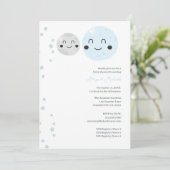 Niedlich Blue and Gray Planets Baby Girl Dusche Einladung (Stehend Vorderseite)