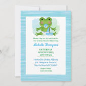 Niedlich Blue and Green Frog Baby Dusche Einladung (Vorderseite)