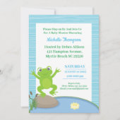 Niedlich Blue and Green Frog Baby Shower Einladung (Vorderseite)