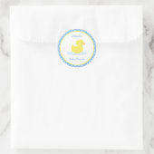 Niedlich Blue and Yellow Duck Baby Shower Classic Runder Aufkleber (Tasche)