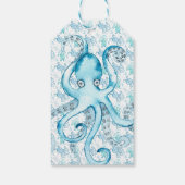 Niedlich Blue & Aquamarin Octopus Baby Dusche Gefa Geschenkanhänger (Rückseite)