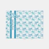 Niedlich Blue & Aquamarin Watercolor Octopus Baby  Fleecedecke (Vorderseite (Horizontal))