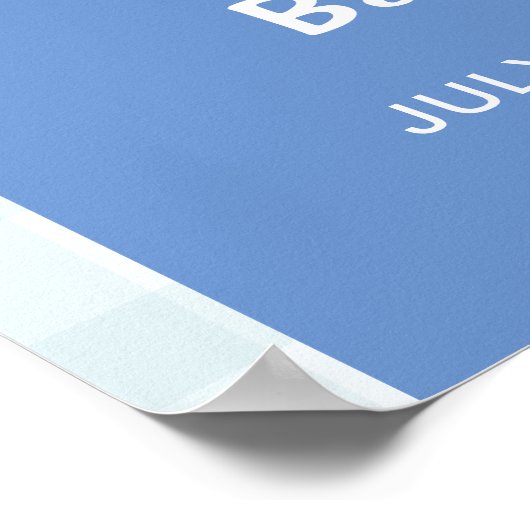 Niedlich Blue Arch Gingham Bow Baby Dusche Willkom Poster (Ecke)