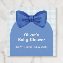 Niedlich Blue Arch Gingham Kariert Bow Boy Baby Du Geschenkanhänger