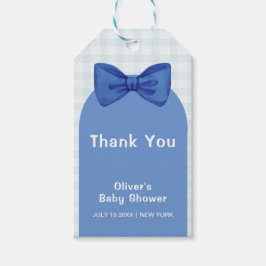 Niedlich Blue Arch Gingham Kariert Bow Boy Baby Du Geschenkanhänger