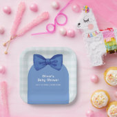 Niedlich Blue Arch Gingham Kariert Bow Boy Baby Du Pappteller (Party)