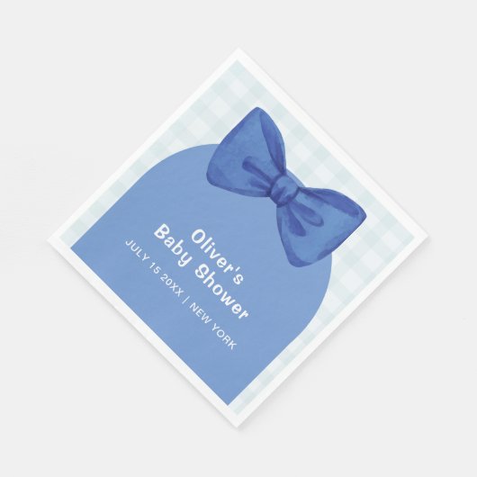 Niedlich Blue Arch Gingham Kariert Bow Boy Baby Du Serviette (Ecke)