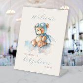 Niedlich Blue Aviator Bear Boys Baby Dusche Willko Sockelschild