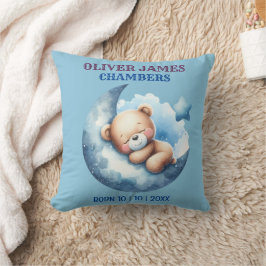 Niedlich Blue Baby Bear Crescent Moon Kissen