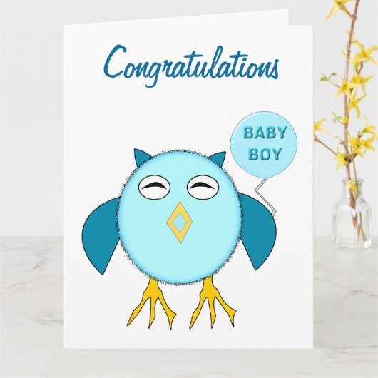 Niedlich Blue Baby Bowl Custom Card Karte (Gelbe Blume)