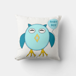 Niedlich Blue Baby Bowl Owl Kissen