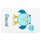 Niedlich Blue Baby Bowl Owl Magnet (Horizontal)