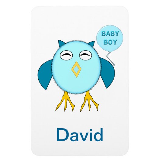 Niedlich Blue Baby Bowl Owl Magnet (Vertikal)