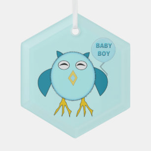 Niedlich Blue Baby Bowl Owl Ornament Aus Glas