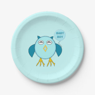 Niedlich Blue Baby Bowl Owl Paper Party Teller