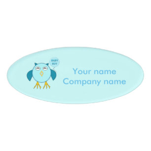 Niedlich Blue Baby Bowl Owl Personalisierter Name Namenschild