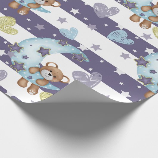 Niedlich Blue Baby Boy Baby Shower Baby Geschenkwr Geschenkpapier (Ecke)