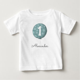 Niedlich Blue Baby Boy Balloon 1. Geburtstag T-shirt