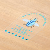 Niedlich Blue Baby Boy Bee Custom Baby Shower Acryleinladungen (Ablage )
