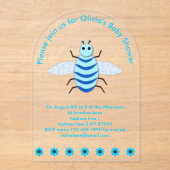 Niedlich Blue Baby Boy Bee Custom Baby Shower Acryleinladungen (Vorderseite)