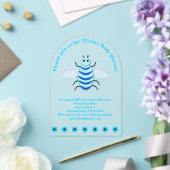 Niedlich Blue Baby Boy Bee Custom Baby Shower Acryleinladungen (Insitu (Hochzeit))