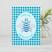 Niedlich Blue Baby Boy Bee Custom Baby Shower Einladung (Stehend Vorderseite)