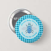 Niedlich Blue Baby Boy Bee Custom Baby Shower Gefa Button (Vorne & Hinten)