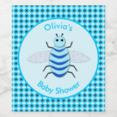 Niedlich Blue Baby Boy Bee Custom Baby Shower Weinetikett (Einzelnes Label)