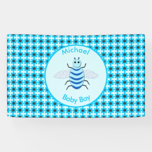 Niedlich Blue Baby Boy Bee Custom Banner (Horizontal)