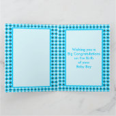 Niedlich Blue Baby Boy Bee Custom Big Karte (Innenseite)