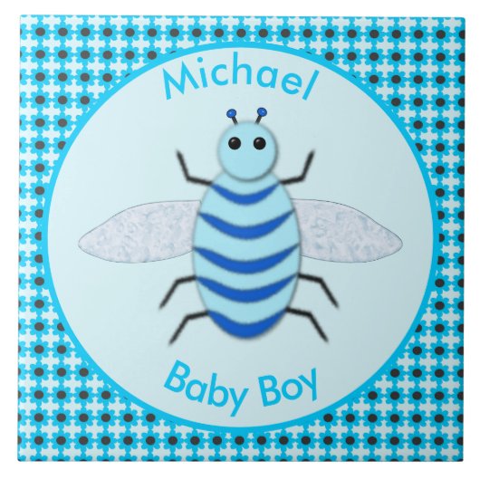 Niedlich Blue Baby Boy Bee Custom Fliese (Vorderseite)