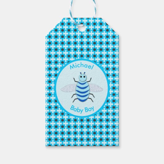 Niedlich Blue Baby Boy Bee Custom Geschenkanhänger (Vorderseite)