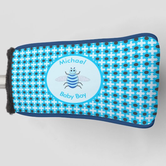 Niedlich Blue Baby Boy Bee Custom Golf Headcover (Vorderseite)