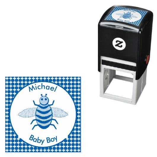 Niedlich Blue Baby Boy Bee Custom Permastempel (Beispiel)
