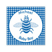 Niedlich Blue Baby Boy Bee Custom Permastempel (Design)