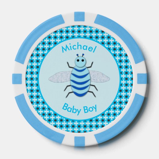 Niedlich Blue Baby Boy Bee Custom Pokerchips (Vorderseite)
