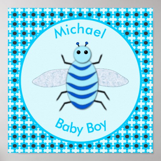 Niedlich Blue Baby Boy Bee Custom Poster (Vorne)