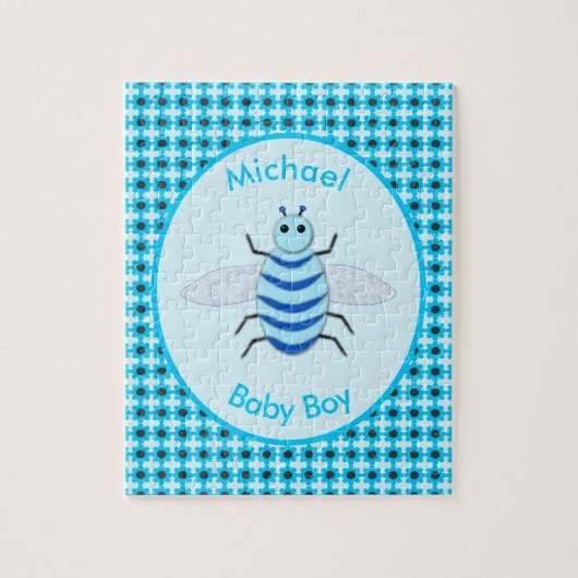 Niedlich Blue Baby Boy Bee Custom Puzzle (Vertikal)