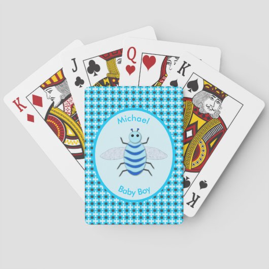 Niedlich Blue Baby Boy Bee Custom Spielkarten (Rückseite)