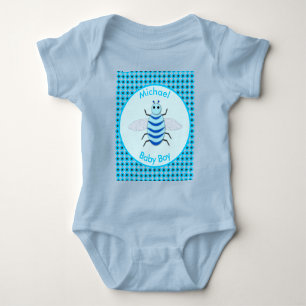 Niedlich Blue Baby Boy Bee Custom Strampler