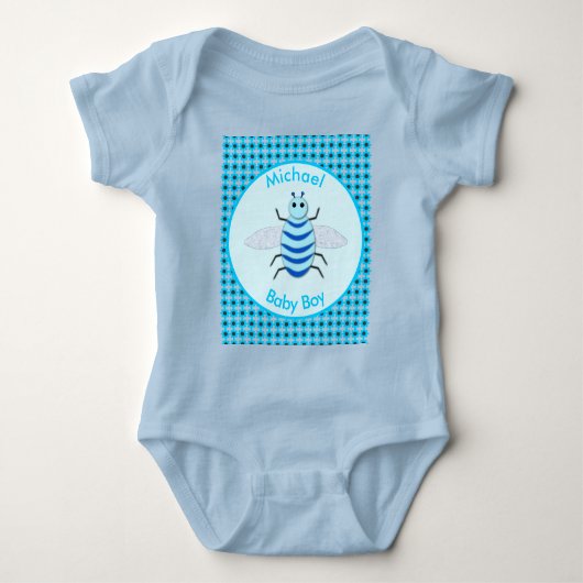 Niedlich Blue Baby Boy Bee Custom Strampler (Vorderseite)