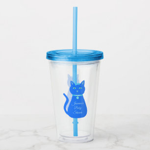 Niedlich Blue Baby Boy Cat Custom Baby Dusche Acryltrinkbecher