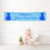 Niedlich Blue Baby Boy Cat Custom Baby Dusche Banner (Insitu)