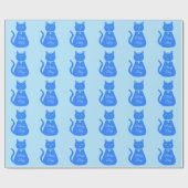 Niedlich Blue Baby Boy Cat Custom Baby Dusche Geschenkpapier (Flach)