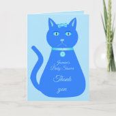Niedlich Blue Baby Boy Cat Custom Baby Dusche Karte (Vorderseite)