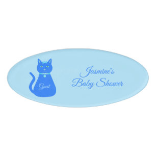 Niedlich Blue Baby Boy Cat Custom Baby Dusche Namenschild
