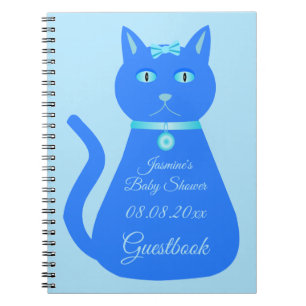 Niedlich Blue Baby Boy Cat Custom Baby Dusche Notizblock