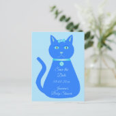 Niedlich Blue Baby Boy Cat Custom Baby Dusche Postkarte (Stehend Vorderseite)