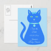 Niedlich Blue Baby Boy Cat Custom Baby Dusche Postkarte (Vorne/Hinten)