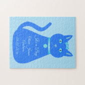Niedlich Blue Baby Boy Cat Custom Birth Ankündigun Puzzle (Horizontal)